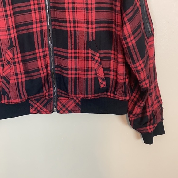 Sanctuary Dylan Red Plaid Bomber Jacket Size Small - Picture 7 of 16